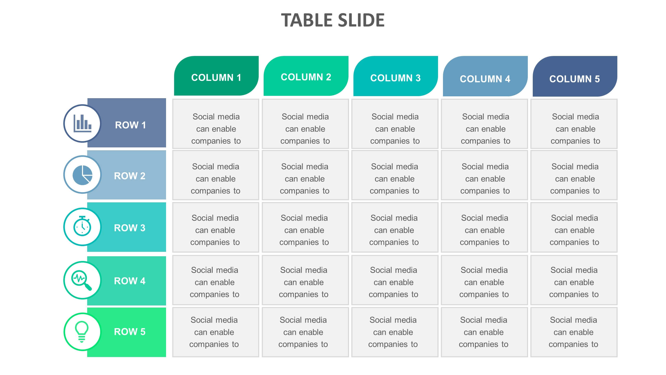 Slide Templates: Table Slide